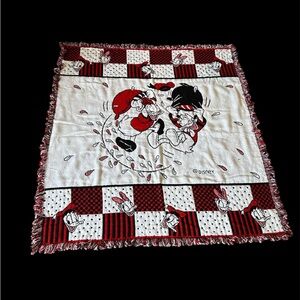 Vintage Disney Donald Duck Afghan Throw Blanket 46x51”  Soft Black Red